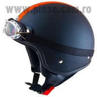 Casca MT Custom Rider Retro negru/portocaliu mat (ochelari inclusi)